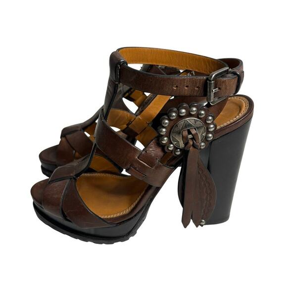 Ralph Lauren Sharilla Leather Concho Sandal Brown Size 5.5 - Picture 3 of 6